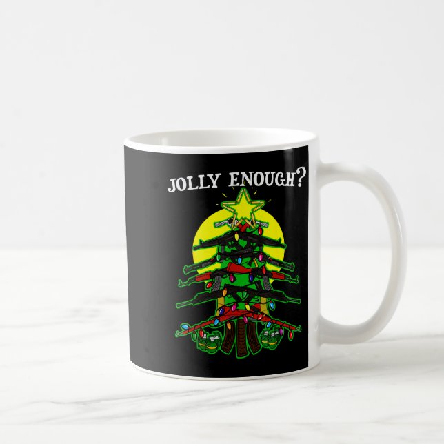 Caneca De Café Is This Jolly Enough - Guns Christmas Tree Handgun (Direita)