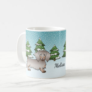 Caneca De Café Isabella & Tan Long Hair Dachshund Forest