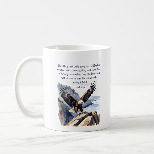 Caneca De Café Isaiah 40:31 Eles esperam pelo Senhor (Esquerda)