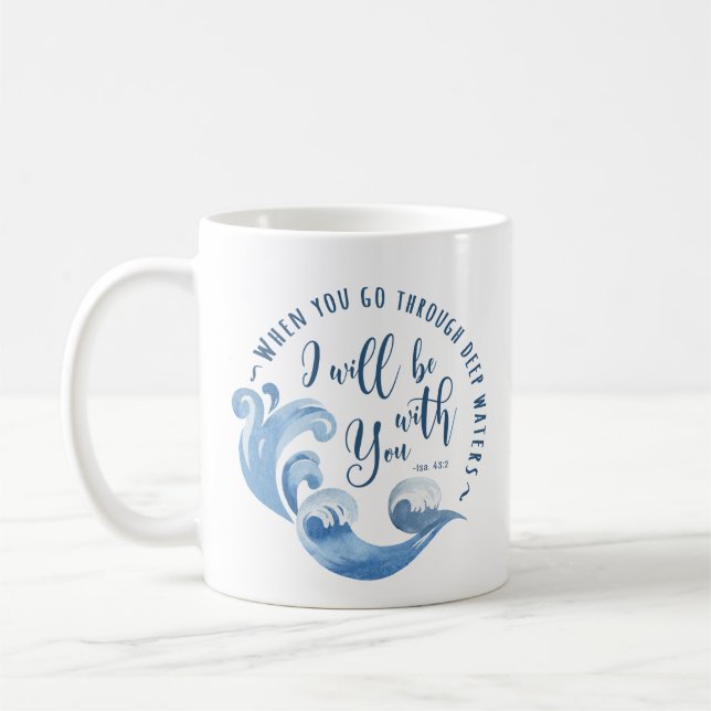 Caneca De Café Isaiah 43:2 Ondas Oceânicas (Esquerda)