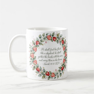 Caneca De Café Isaías 40 11 KJV Reunir os Cordeiros Morango Fé