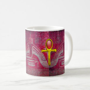 Caneca De Café ISIS, DOURADO ANKH COM A Deusa Egípcia RED RUBY ro