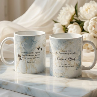Caneca De Café Islamic Wedding Favor Quran Verse Nikah Light Blue