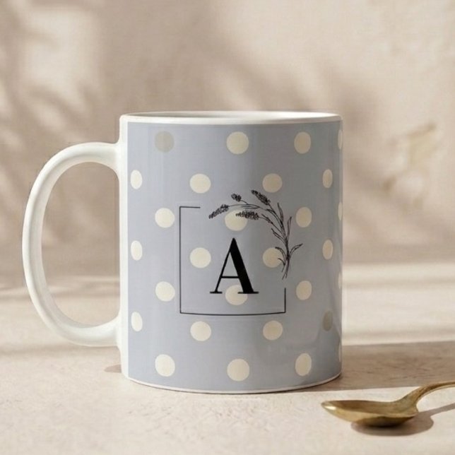 Caneca De Café Islamic Wedding Initial Blue Polka Dot Groom (Criador carregado)