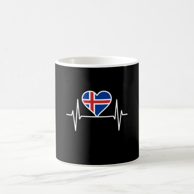 Caneca De Café Islândia - Islândia Flag Heartbeat (Centro)