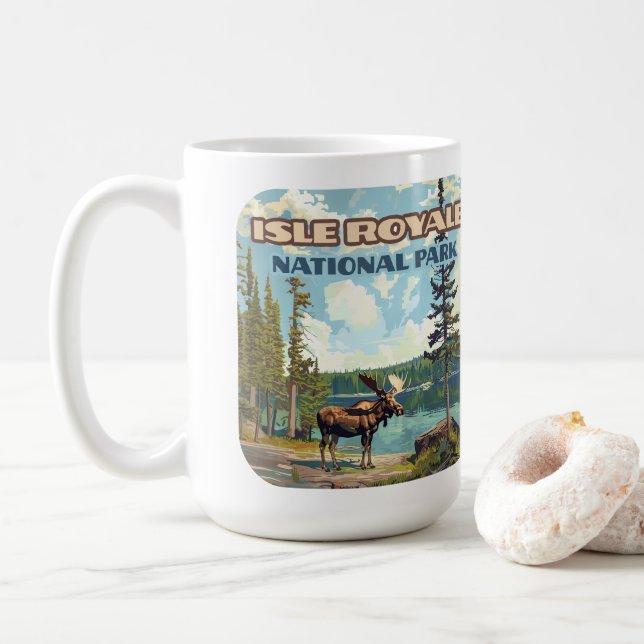 Caneca De Café Isle Royale National Park Michigan Lake (Com Donut)
