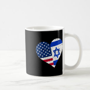 Caneca De Café Israel Usa Camisa do Coração Distressed Israelense