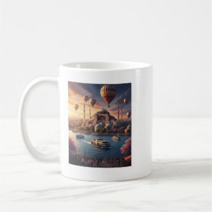 Caneca De Café Istambul Turquia Balões de Ar Quente Mesquita Azul