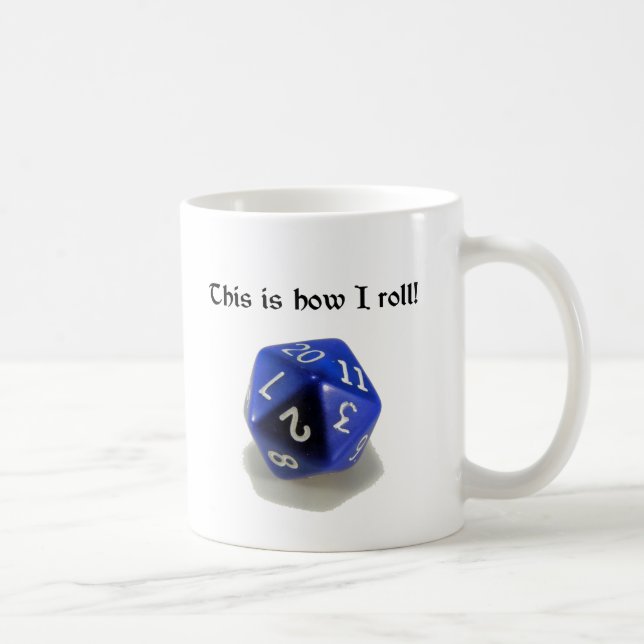Caneca De Café Isto é como eu rolo (d20) (Direita)