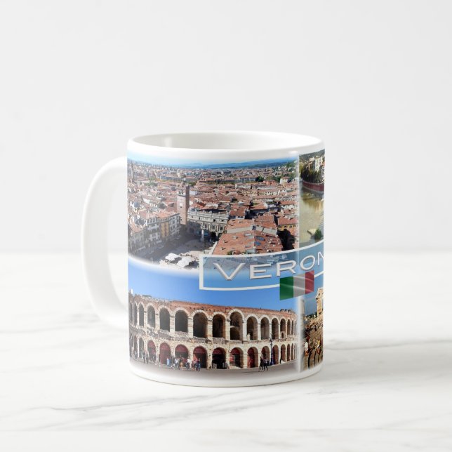 Caneca De Café IT Verona - Ponte Internamente de Castelvecchio (Frente Esquerda)