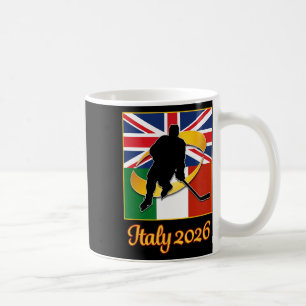 Caneca De Café Itália 2026 Hóquei no Gelo Reino Unido Bandeira It