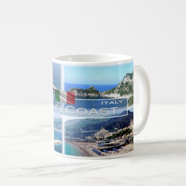 Caneca De Café Itália # Campânia - Costa Amalfi - (Frente Esquerda)