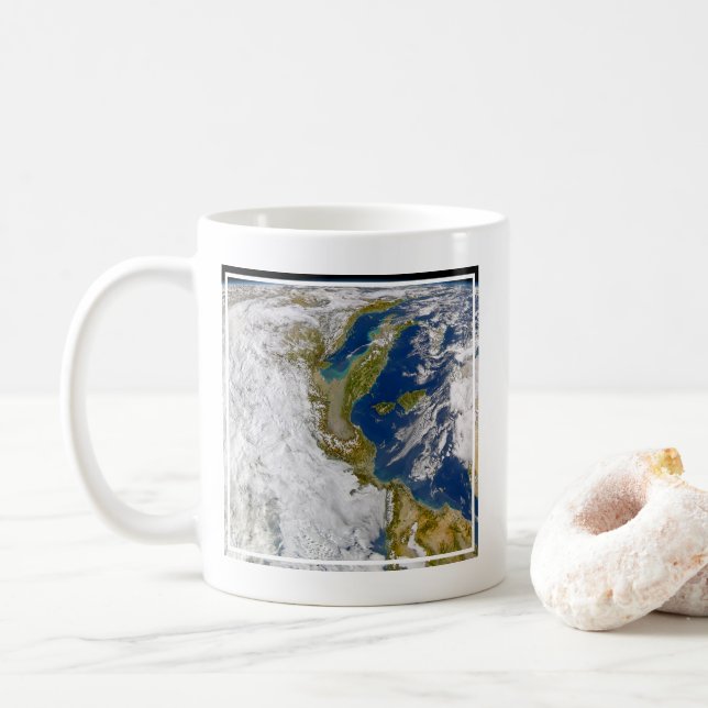 Caneca De Café Itália E O Mar Adriático. (Com Donut)