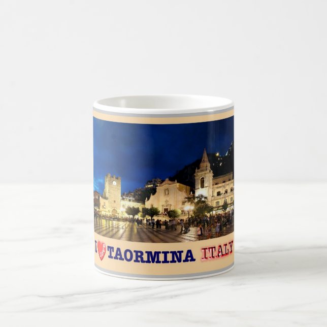 Caneca De Café Itália - Sicília - Taormina - I Love - (Centro)