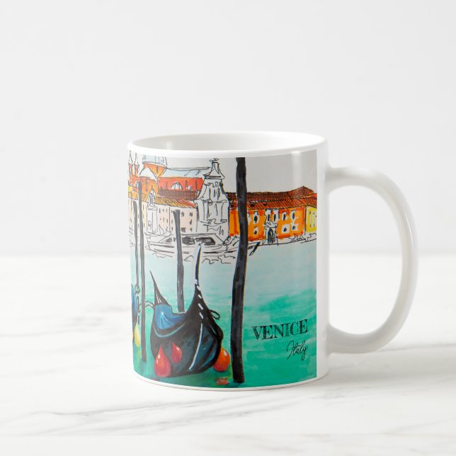 Caneca De Café Itália Viagem - Souvenir de aquarela VENICE (Direita)