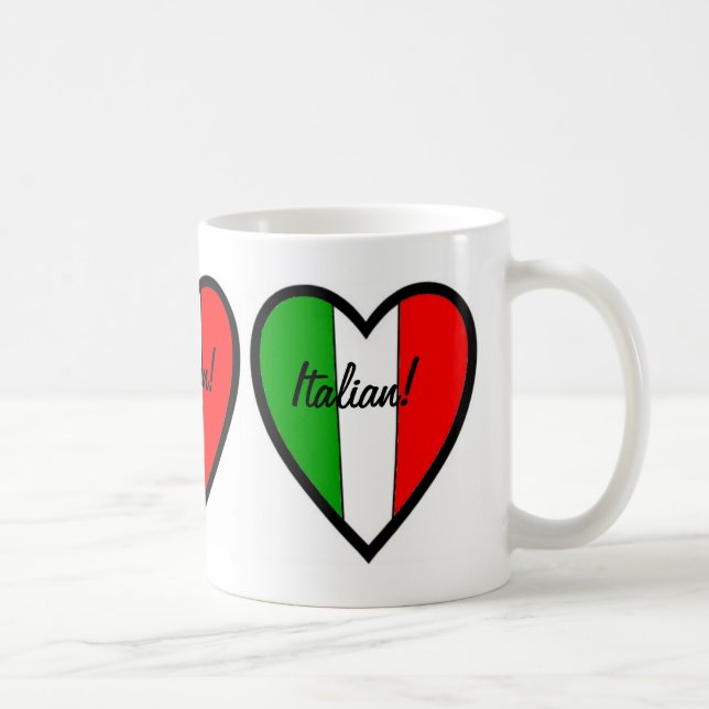 Caneca De Café Italiano-Bandeira do Italia-Coração (Direita)