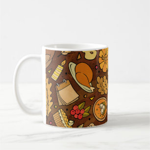 Caneca De Café Itens de Ação de Graças: desenho colorido.