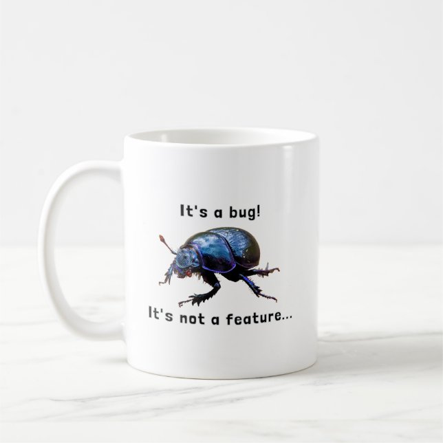 Caneca De Café "It's a bug! It's not a feature..." Programmierer (Esquerda)