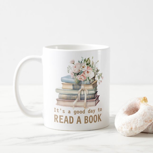 Caneca De Café It's a Good Day to Read a Book Teacher Reading  (Com Donut)