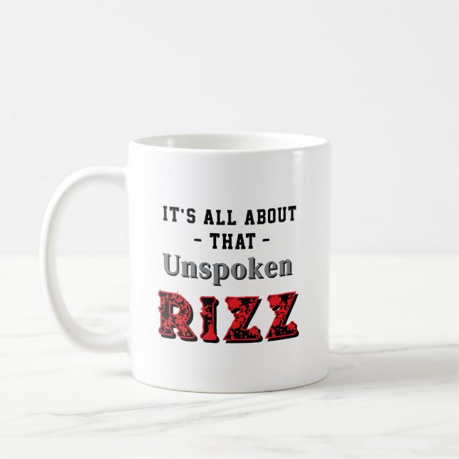 Caneca De Café It's All About That Unspoken Rizz Red Gray (Esquerda)