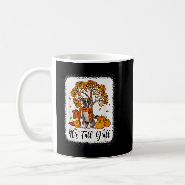 Caneca De Café It's Fall Y'all Boxer Dog Thanksgiving Halloween (Esquerda)
