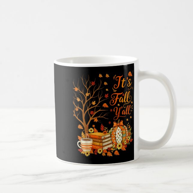 Caneca De Café It's Fall Y'all Floral Pumpkin Autumn Coffee Thank (Direita)