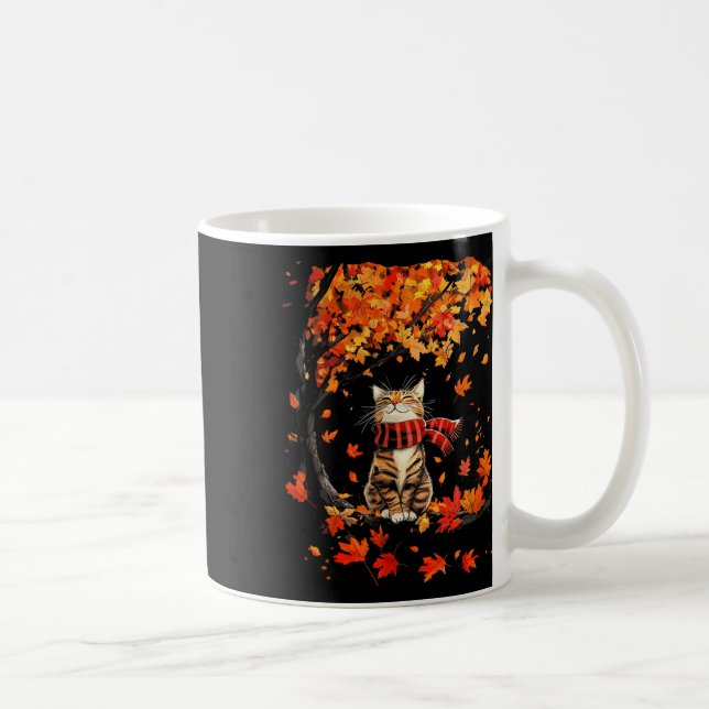 Caneca De Café Its Fall Yall Thanksgiving Cat Leaf Fall Tree Hell (Direita)