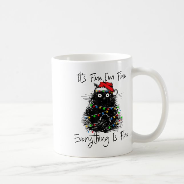 Caneca De Café Its Fine I'm Fine Everything Is Fine Christmas Bla (Direita)