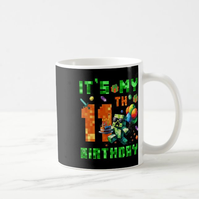 Caneca De Café It's My 11th Birthday Pixel Number Video Game Game (Direita)