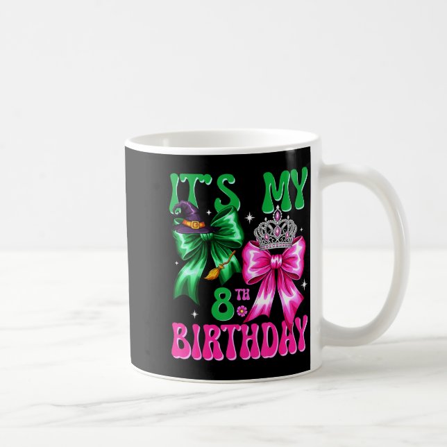 Caneca De Café It's My 8th Birthday Witch Nk And Green Bow Croche (Direita)