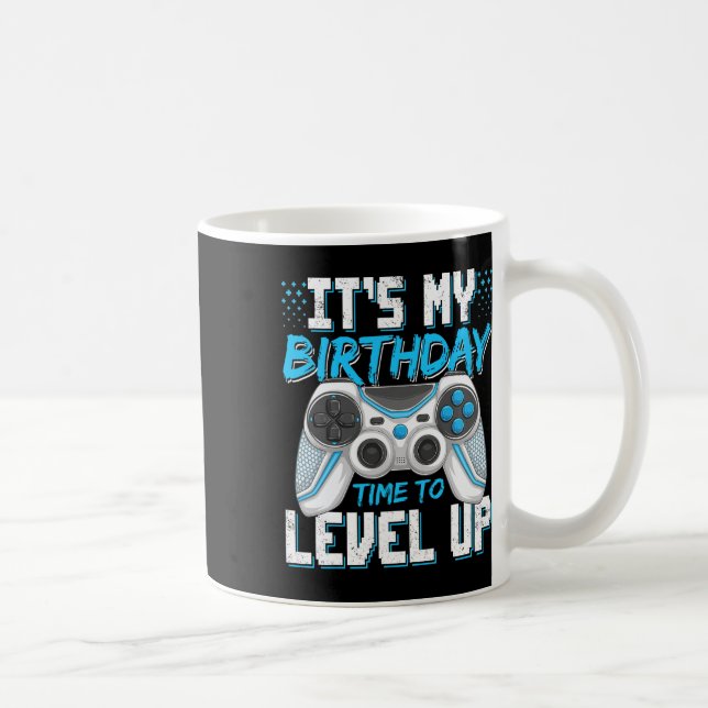 Caneca De Café It's My Birthday Gamer Level Up Video Game Party B (Direita)