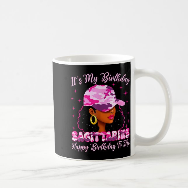 Caneca De Café It's My Birthday Sagittarius Black Woman Nk Camo  (Direita)