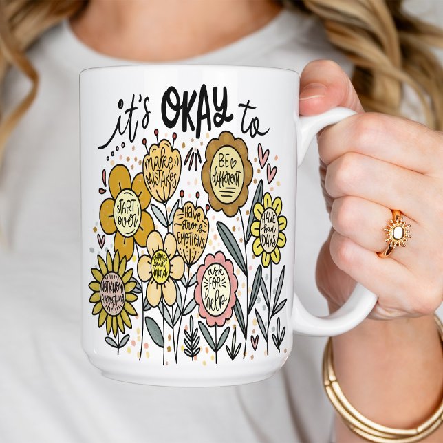 Caneca De Café It's Okay To Boho Floral Coffee Mug (Criador carregado)