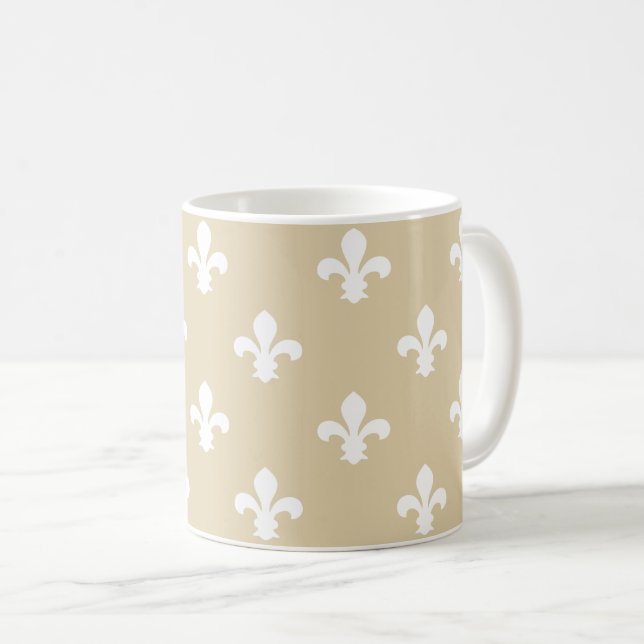 Caneca De Café Ivory Neutral Fleur de Lys (Frente Esquerda)