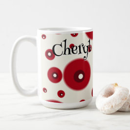 Caneca De Café Ivory Red Dots Funky Whimsical Circle Pattern 