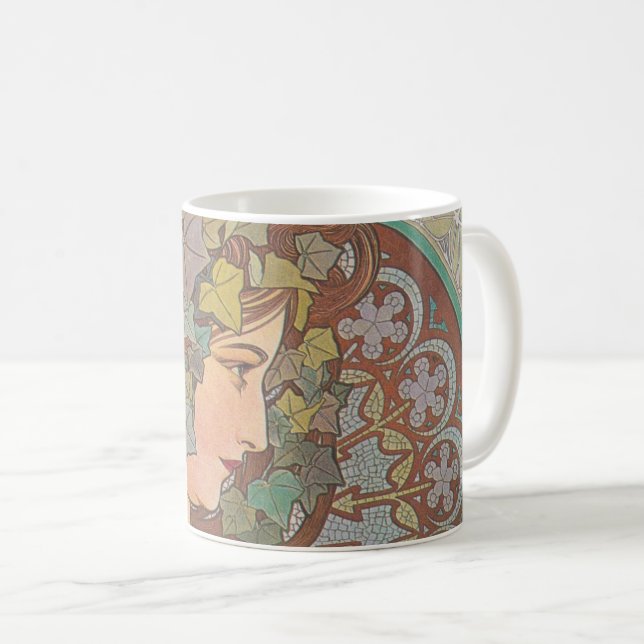 Caneca De Café Ivy - Alphonse Mucha (Frente Esquerda)