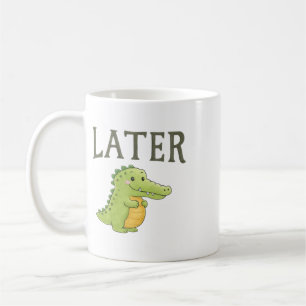 Caneca De Café Jacaré Fofo Mais Tarde Desenho Animado Divertido d