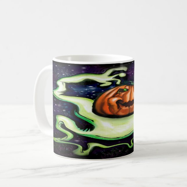 Caneca De Café Jack-o-lantern Fantasmagórico (Frente Esquerda)