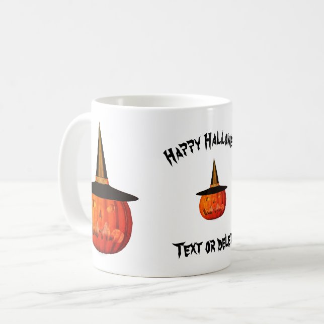 Caneca De Café Jack O Lantern Witch Hat Halloween Personalizado (Frente Esquerda)