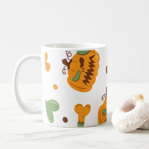 Caneca De Café Jack-o-Lanterna e Ossos Louco Halloween