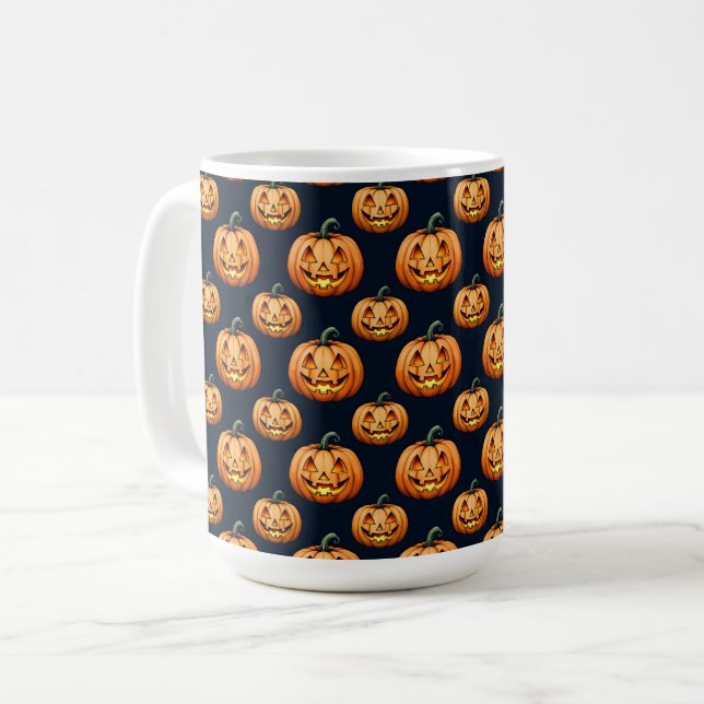 Caneca De Café Jack o'Lanterns em preto (Frente Esquerda)