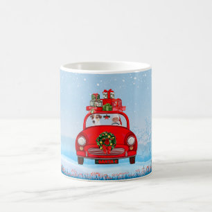 Caneca De Café Jack Russell Cão no carro com Papai Noel