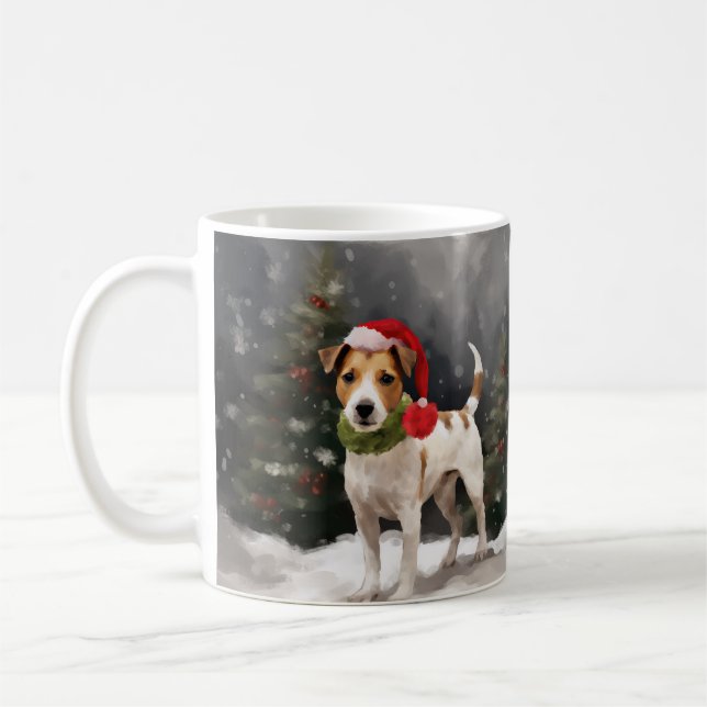Caneca De Café Jack Russell Dog no Natal da Neve (Esquerda)