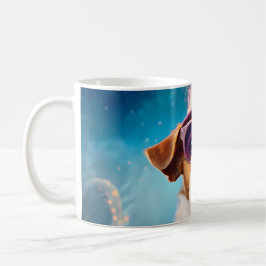 Caneca De Café Jack Russell, óculos rosa e chapéu rosa