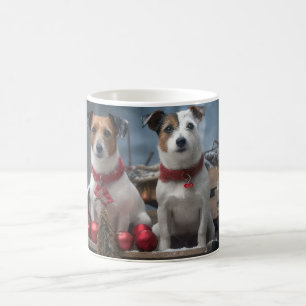 Caneca De Café Jack Russell Snowy Sleigh Decência de Natal