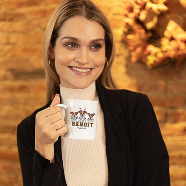 Caneca De Café Jack Russell Terrier Dog Mãe Nome Personalizado (Dog Mum Brushed Lettering Jack Russell Terrier Coffee Mug)