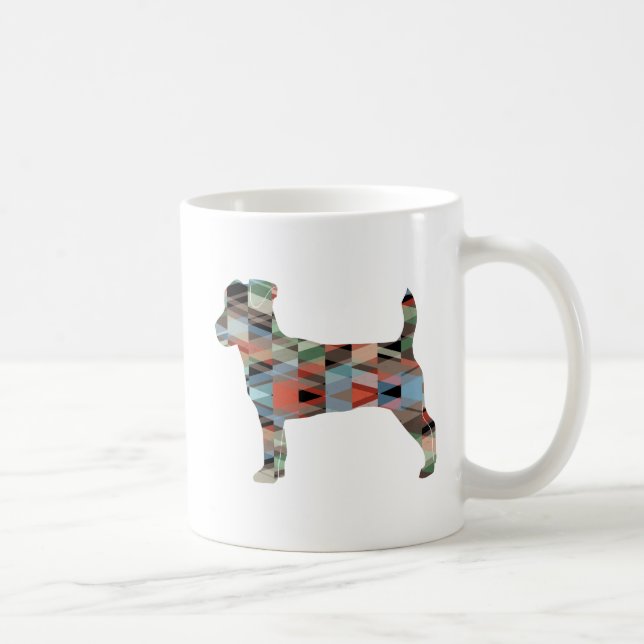 Caneca De Café Jack Russell Terrier Geométrico Pattern Silhouette (Direita)
