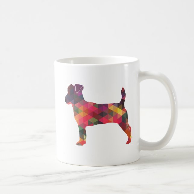 Caneca De Café Jack Russell Terrier Geométrico Pattern Silhouette (Direita)