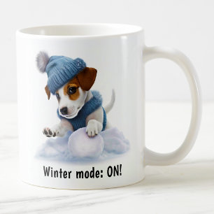Caneca De Café Jack Russell Terrier Personalizável no Dia de Neve