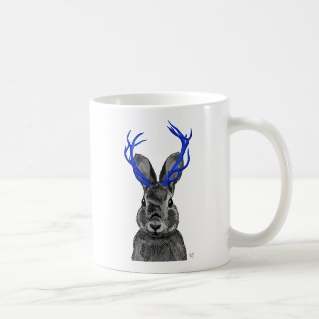 Caneca De Café Jackalope com Blue Antlers (Direita)